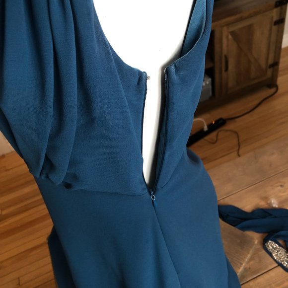 Blue Knee Length Bridesmaid Dress - Hush Collection + Rhinestone Sash - Picture 8 of 15